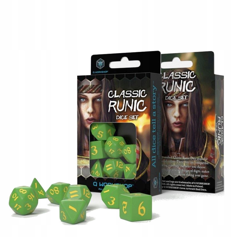 Kości Rpg Q-Workshop Runiczne Zielono-Żółte