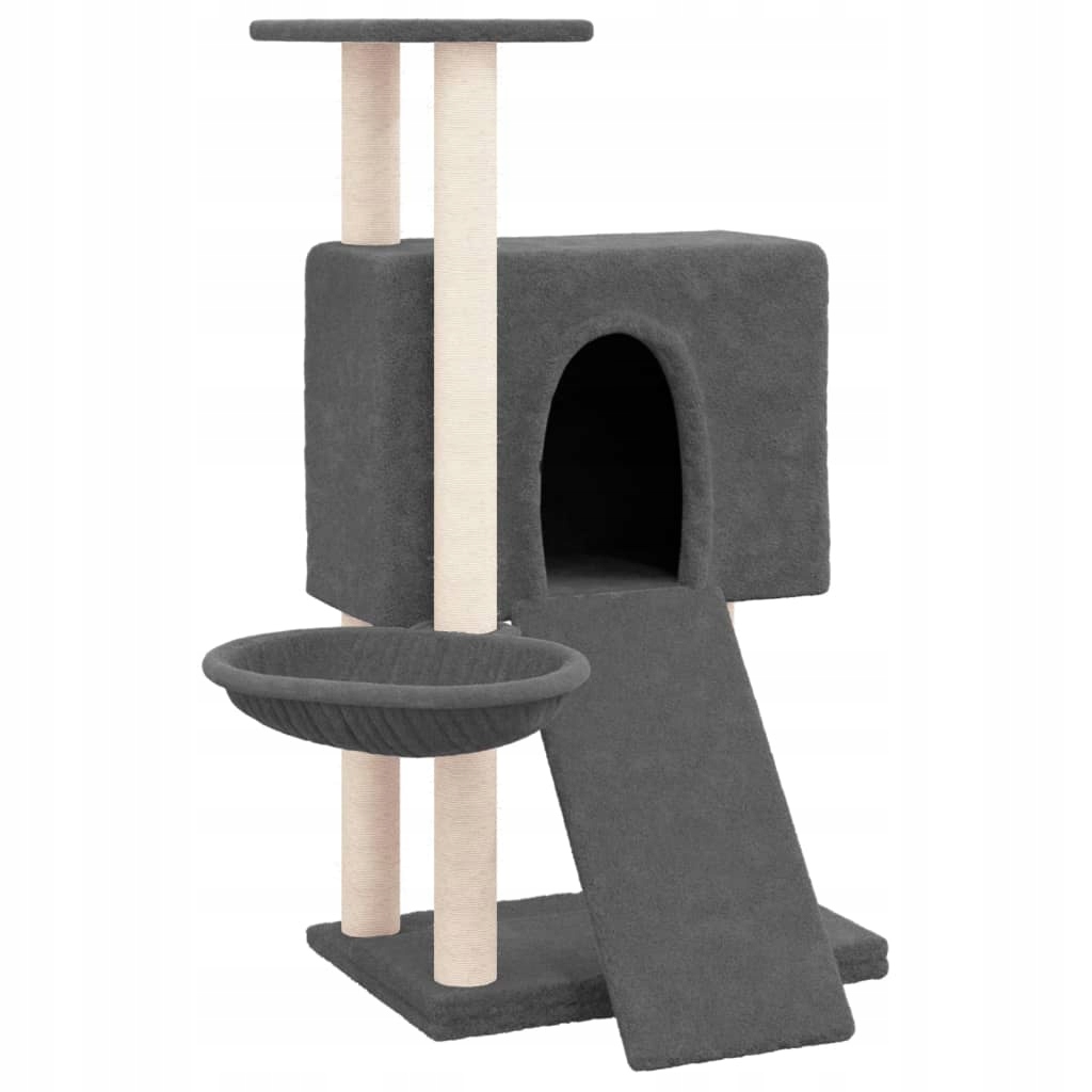 Levně Škrabadlo pro kočky sisalovými sloupky, tmavě šedé, 96 cm