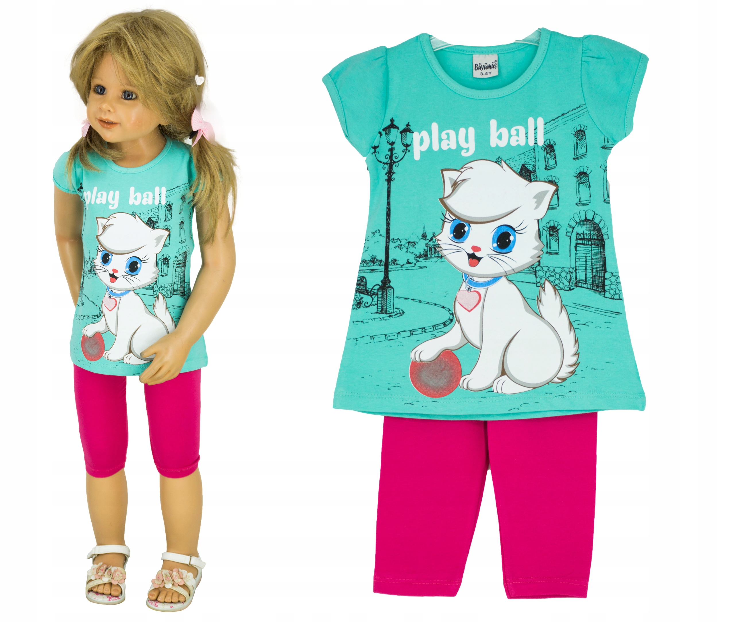 

569 Komplet tunika + legginsy kotek rozmiar 98