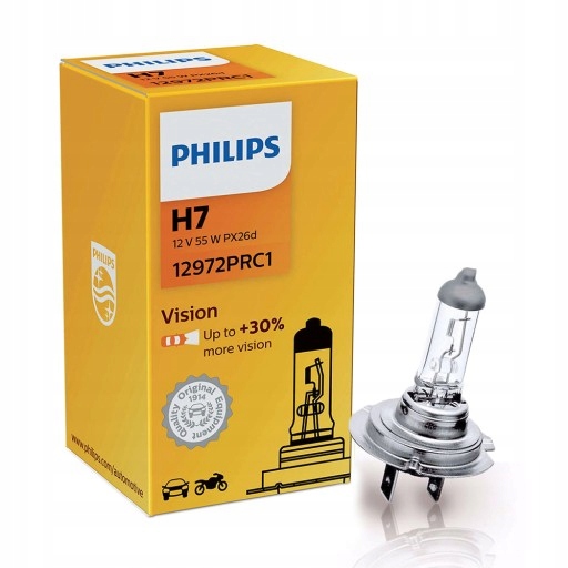 

Żarówka H7 Philips Vision +30% PX26 12V 55W