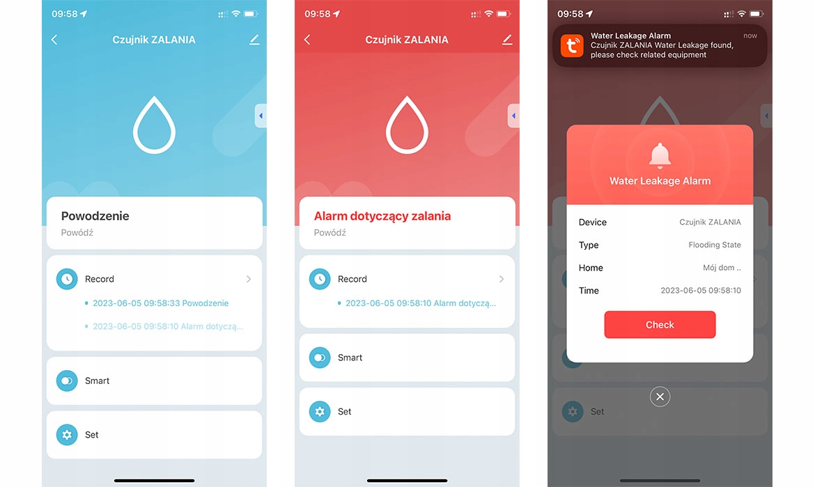 CZUJNIK ZALANIA wycieku wody WIFI TUYA sensor Marka Sone