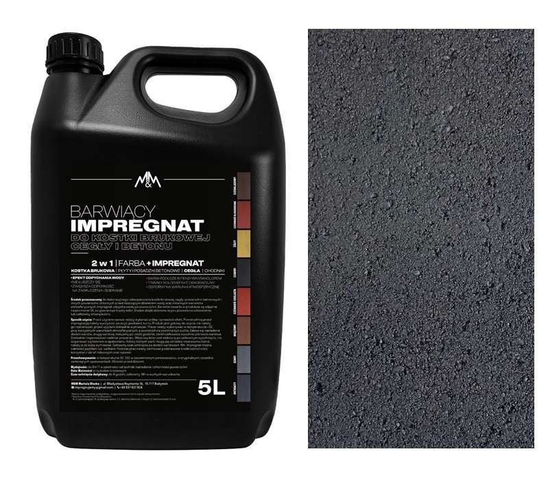 Impregnat farba do kostki brukowej i el. z Betonu ogrodzeń M&M 5l antracyt
