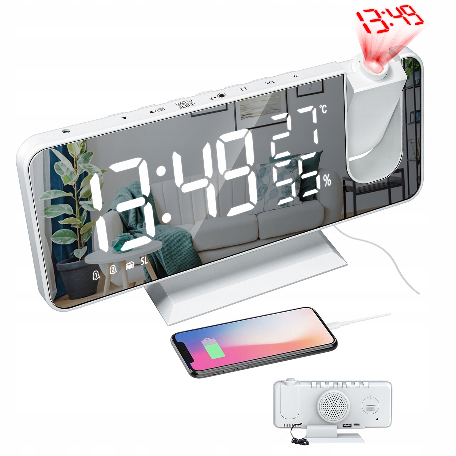 Digiclock 2FM Wysokowydajne Radio Auto Search Lock 0-15 Poziom Głośności