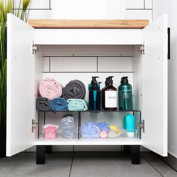 Półka kuchenna metalowa regał rozsuwany do szafki Wysokość mebla 15 cm