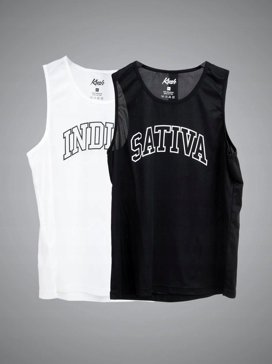 Pánská Bezrukavice Sada 2 Kusů Tank Top Sport Černá Bílá Sativa Indica L