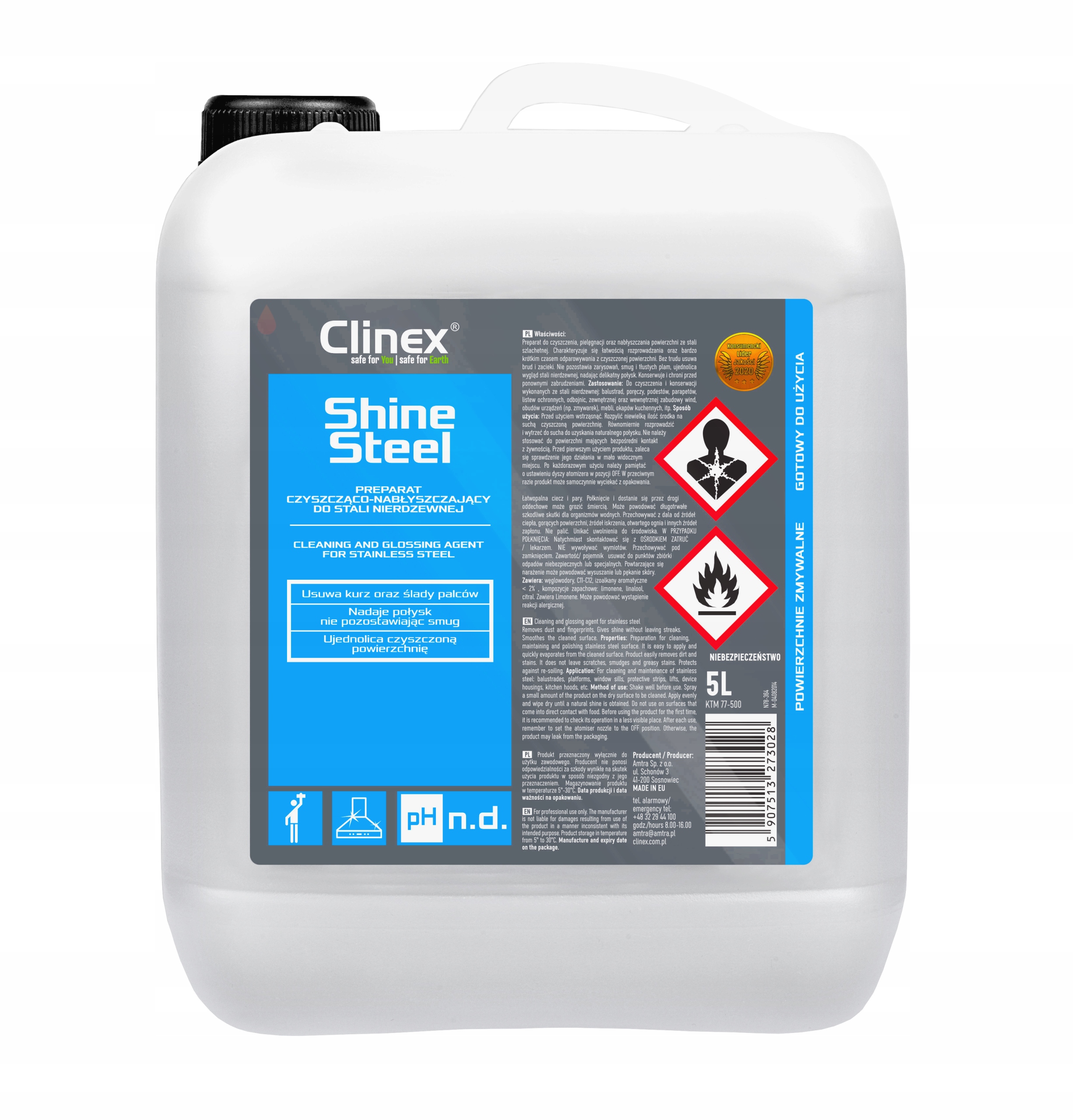 CLINEX Shine Steel 5L do stali nierdzewnej