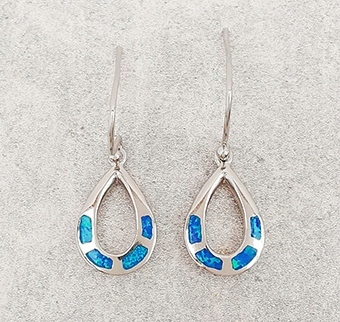 Stříbrné náušnice s opálem ve tvaru slzy