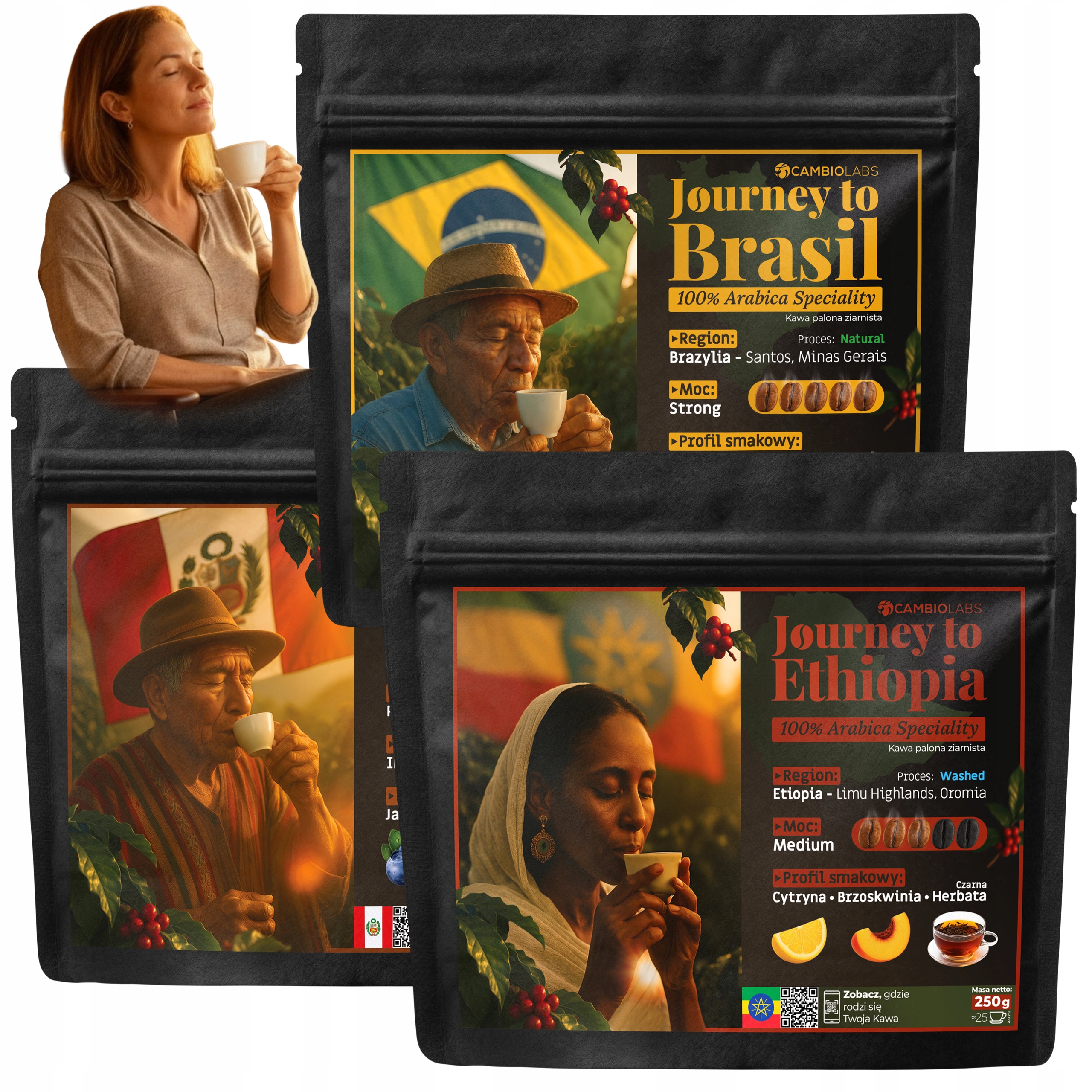 Levně Dárková Sada Káva do kávovaru, 3 druhy premium Brazílie Peru Etiopie