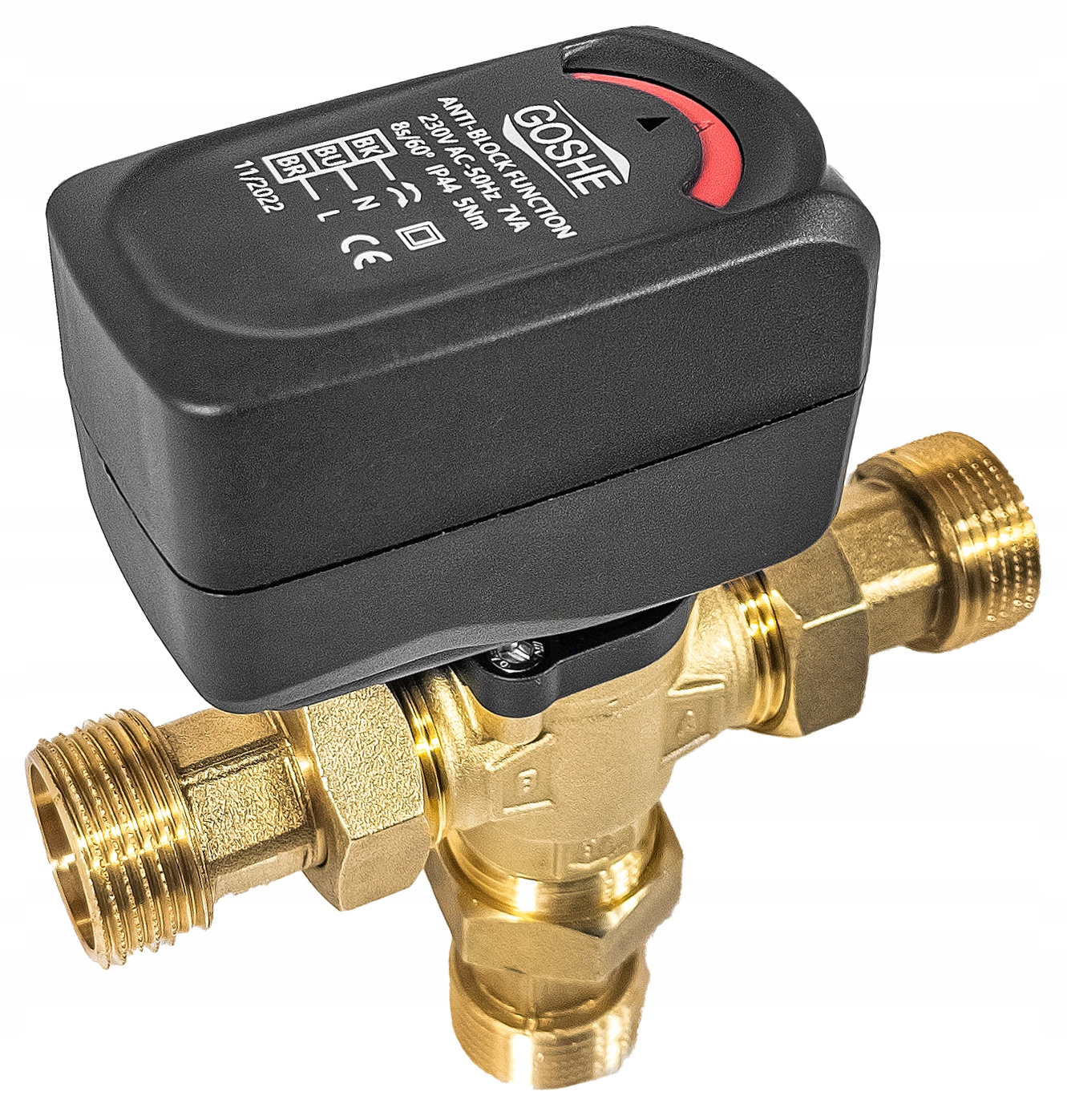 3-CESTNÝ Přepínací Ventil 1" Cal DN25 Kvs 8 m³/h S Pohonem