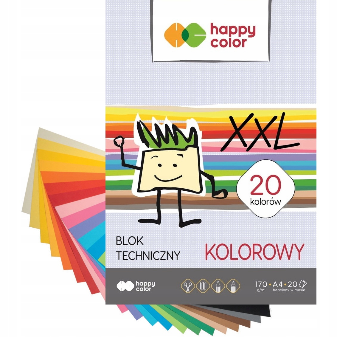 

Blok techniczny kolorowy Happy Color A4 20 kartek
