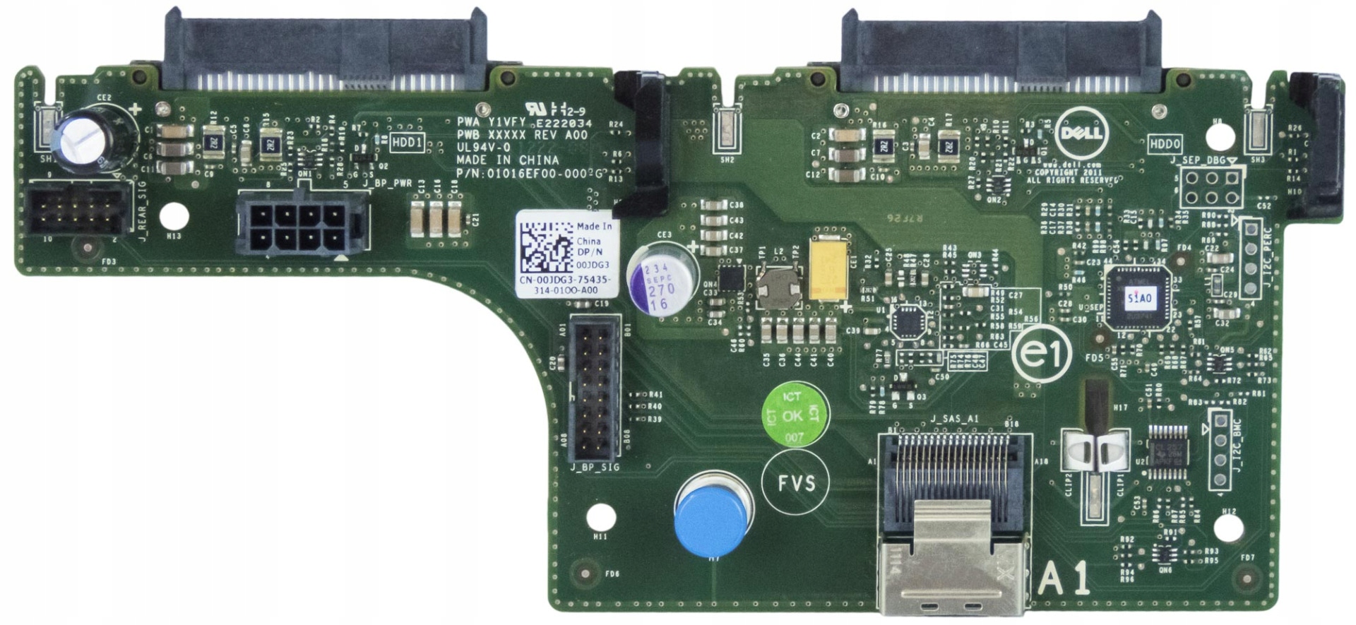 Dell 00JDG3 2x Sas Sff 2.5'' Rear Flex Backplane R720xd