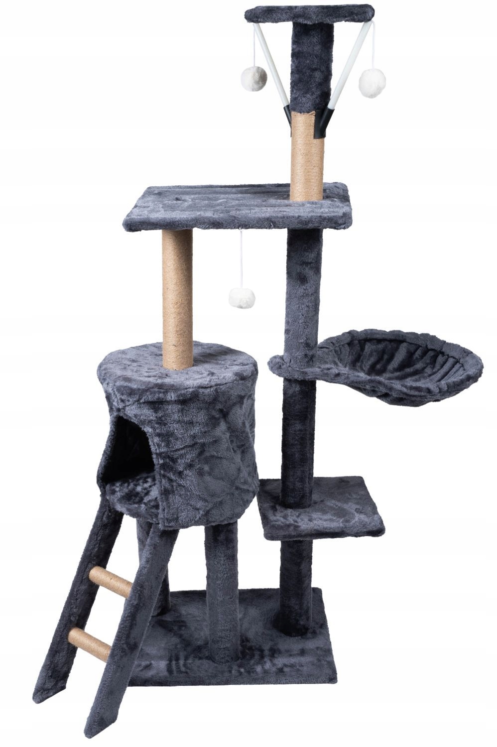 Levně Škrabadlo pro kočky pelíšek věžový domek žebřík 5 úrovní grafit