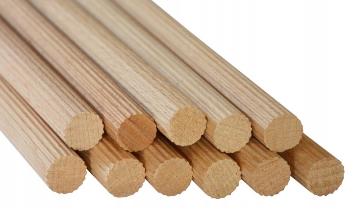 KOŁEK BUKOWY RYFLOWANY 100cm fi 8mm 20 sztuk