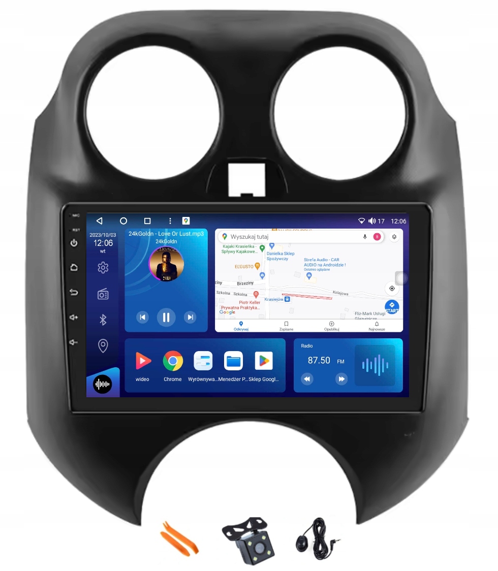 Radio Android Nawigacja Qled Carplay 128GB Lte Gps Dsp Nissan Micra 10-13