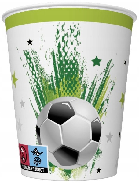 Kubeczki Papierowe Piłkarskie PIŁKA NOŻNA Football Urodziny 250ml 8szt.