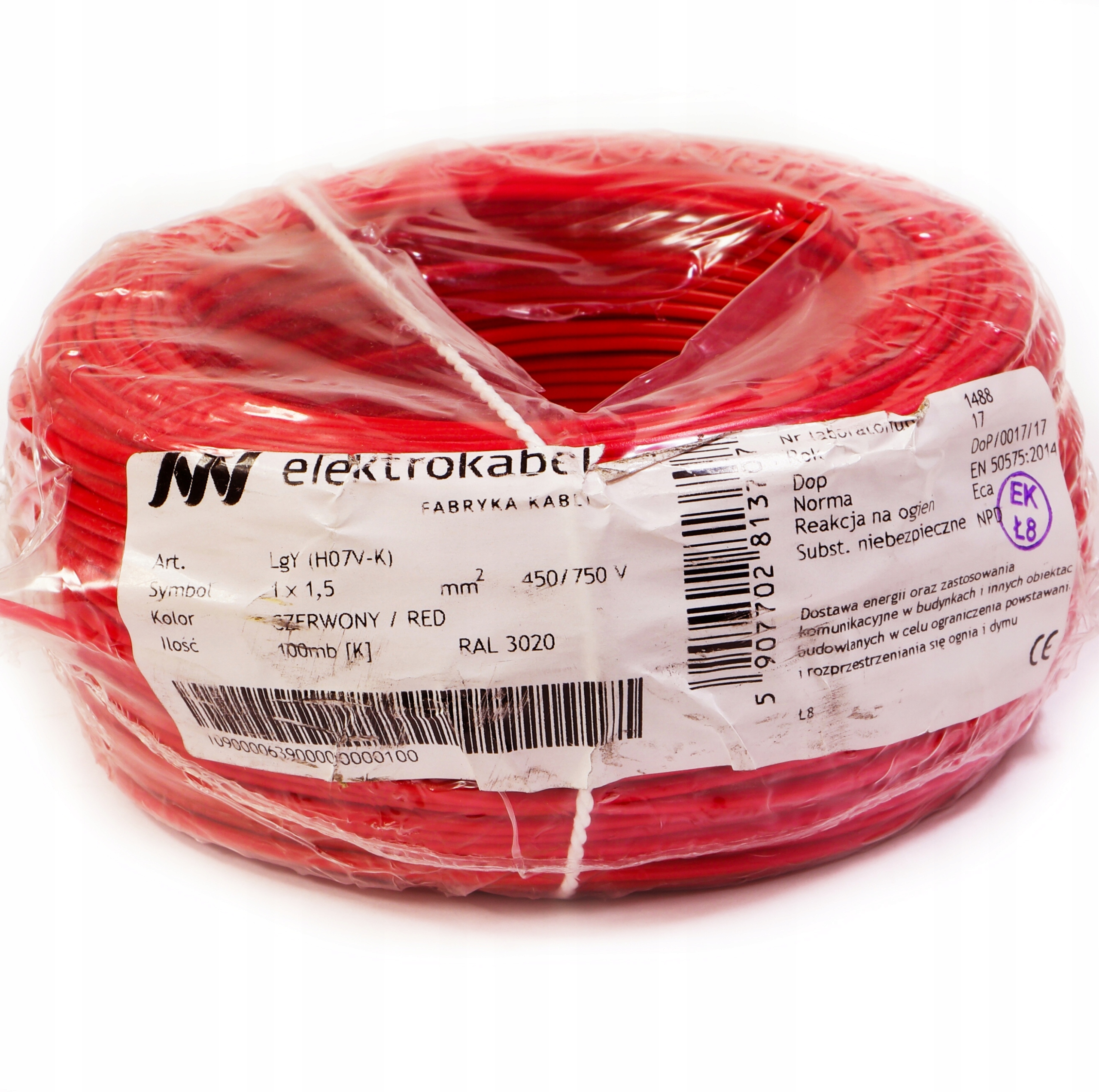 Kábel lanko Lgy 2,5mm 750V 100m červený