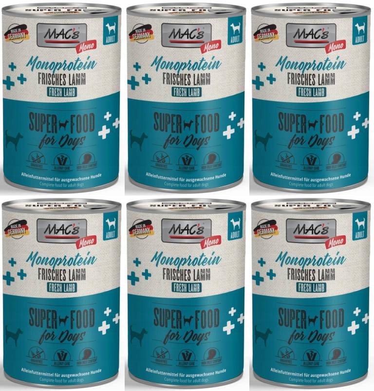 Levně MAC's Pes Monoprotein Jehněčí 6 plechovek 400 g