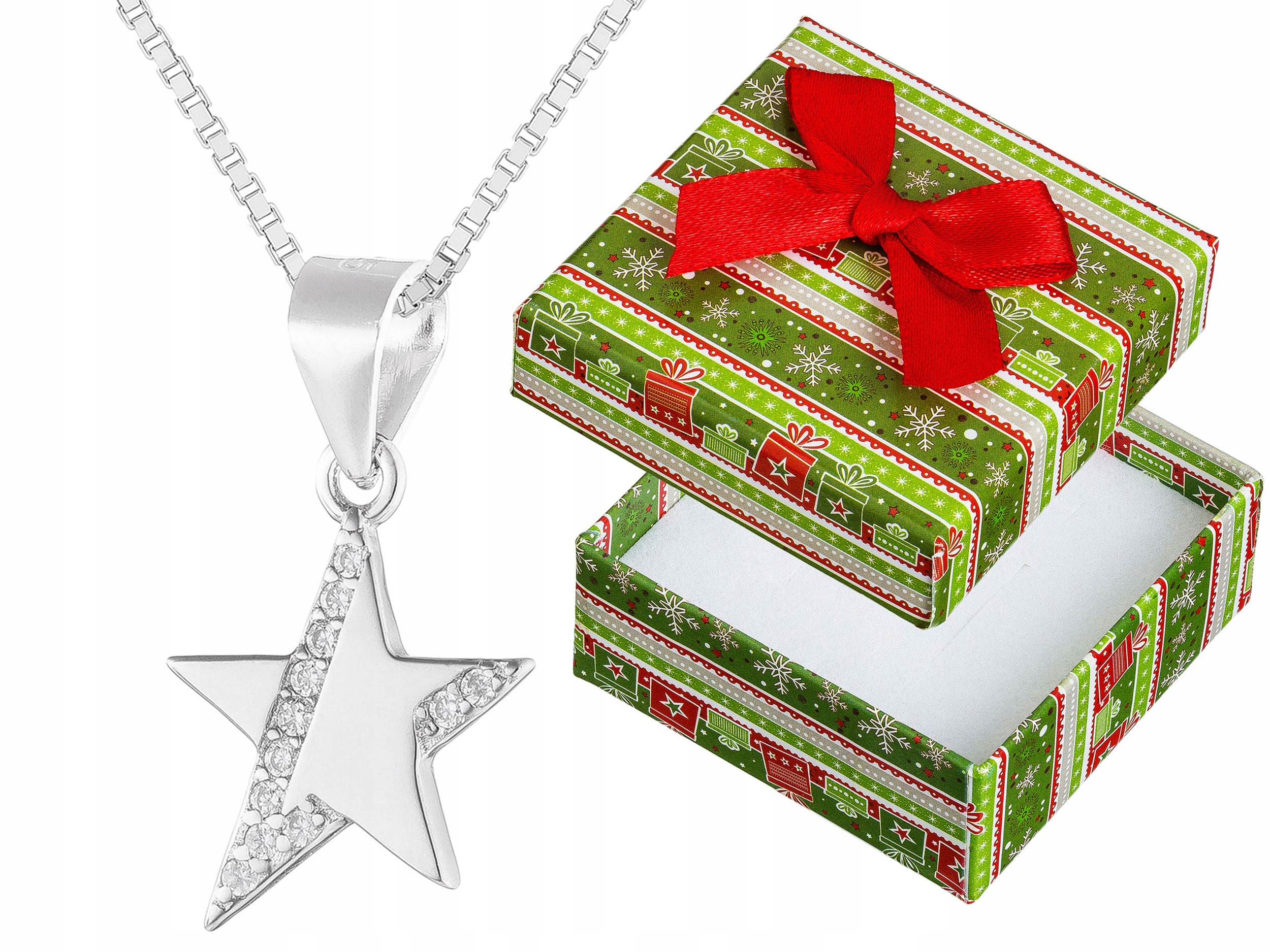 Stříbrný malý dámský náhrdelník Hvězda s zirkony Hvězdička Dlouhý 90 cm