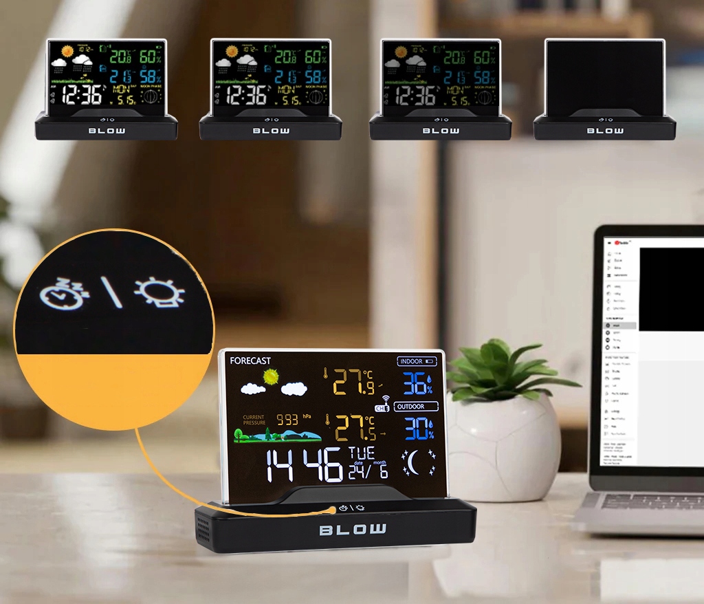 STACJA POGODY METEO BEZPRZEWODOWA POGODOWA TERMOMETR HIGROMETR BAROMETR LCD Model WS104