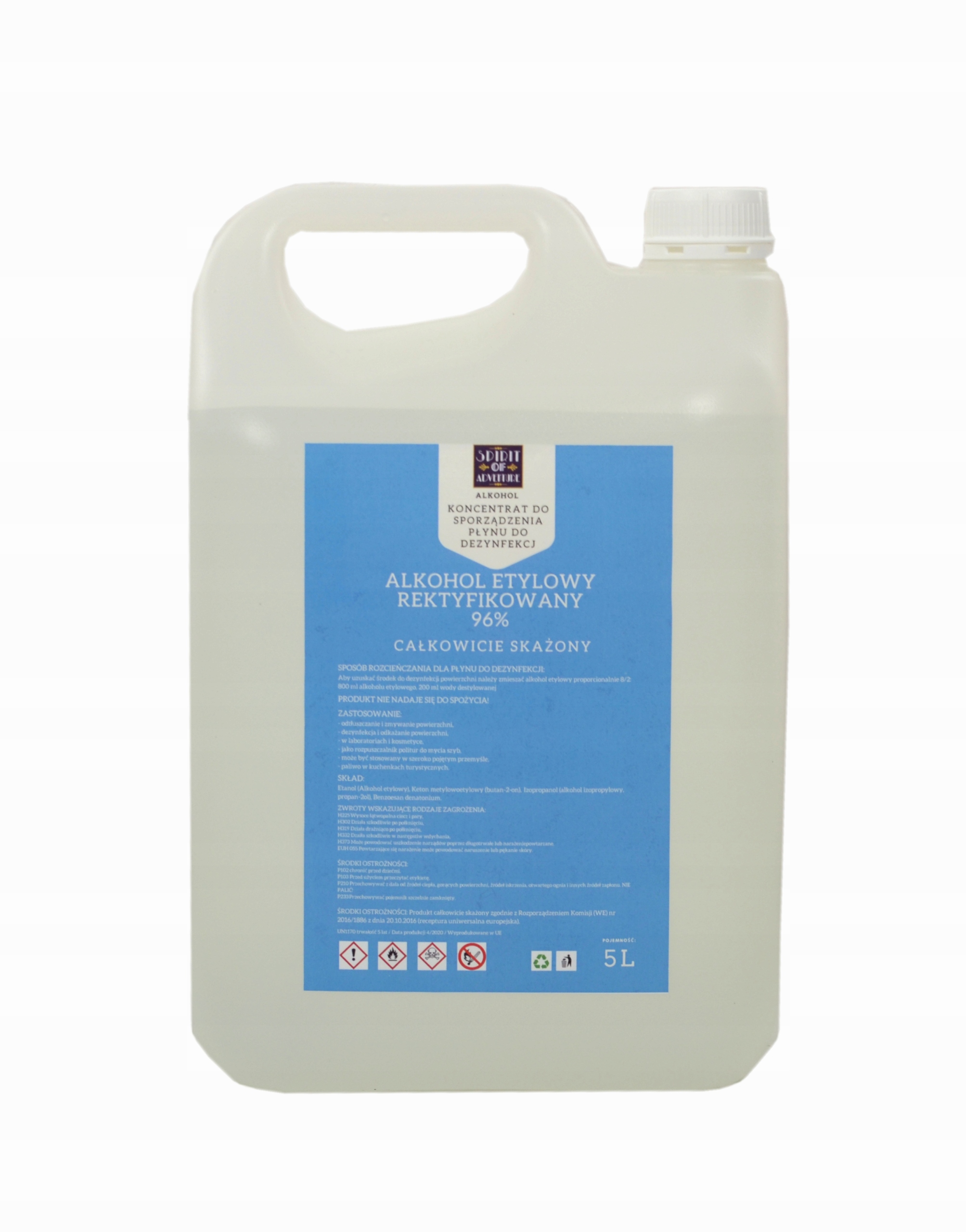 СПИРТ-Ректификат этиловый спирт, спирт денатурат, 5Л