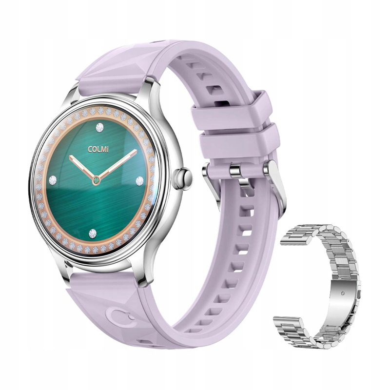 Colmi Smartwatch L28 Z Fioletowym Pasem Stalowym I Srebrnym Ekranem