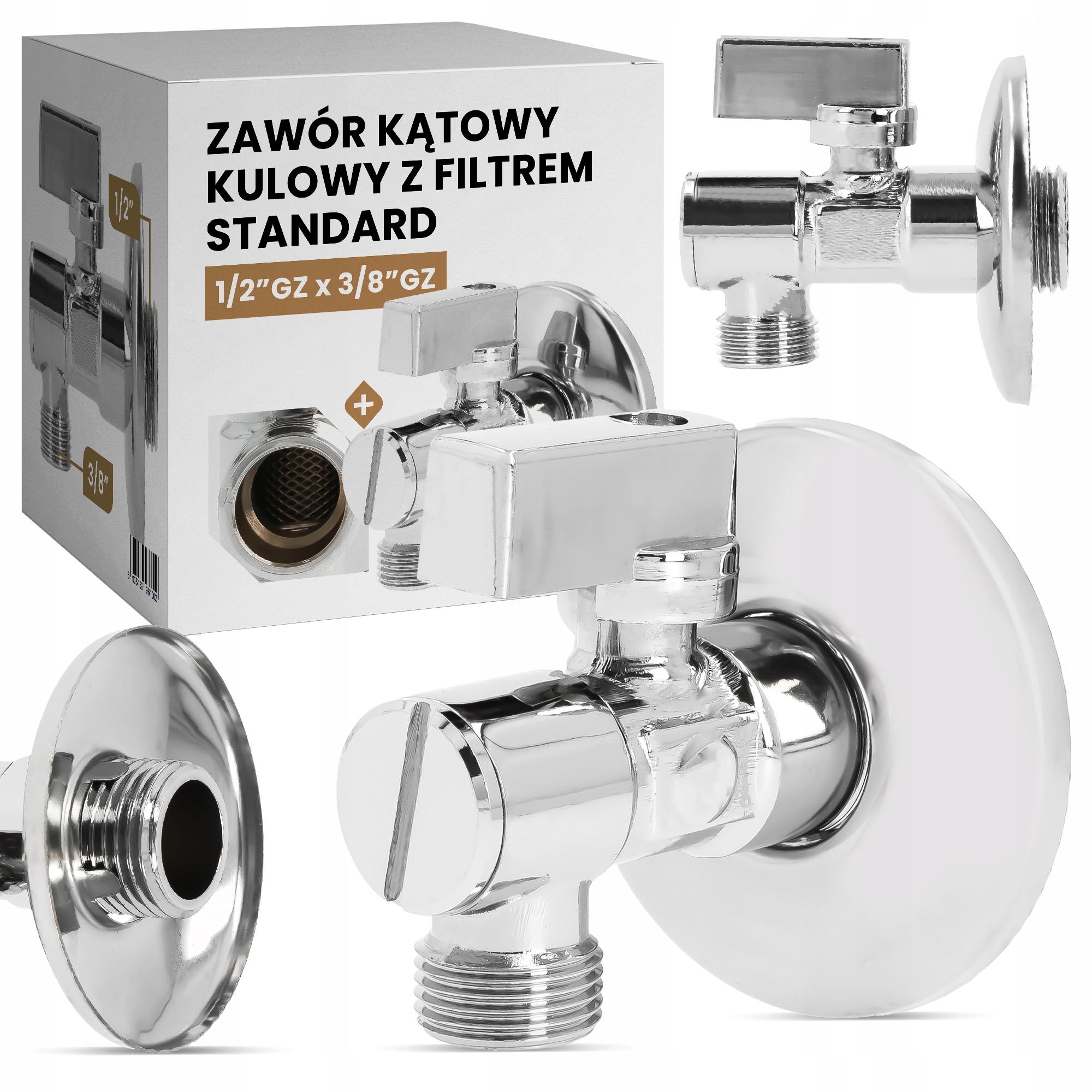 

Zawór kulowy kątowy baterii 1/2x3/8 z filtrem