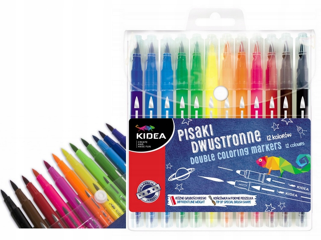 

Kidea Flamastry Pisaki Dwustronne Pędzelkowe 12 K