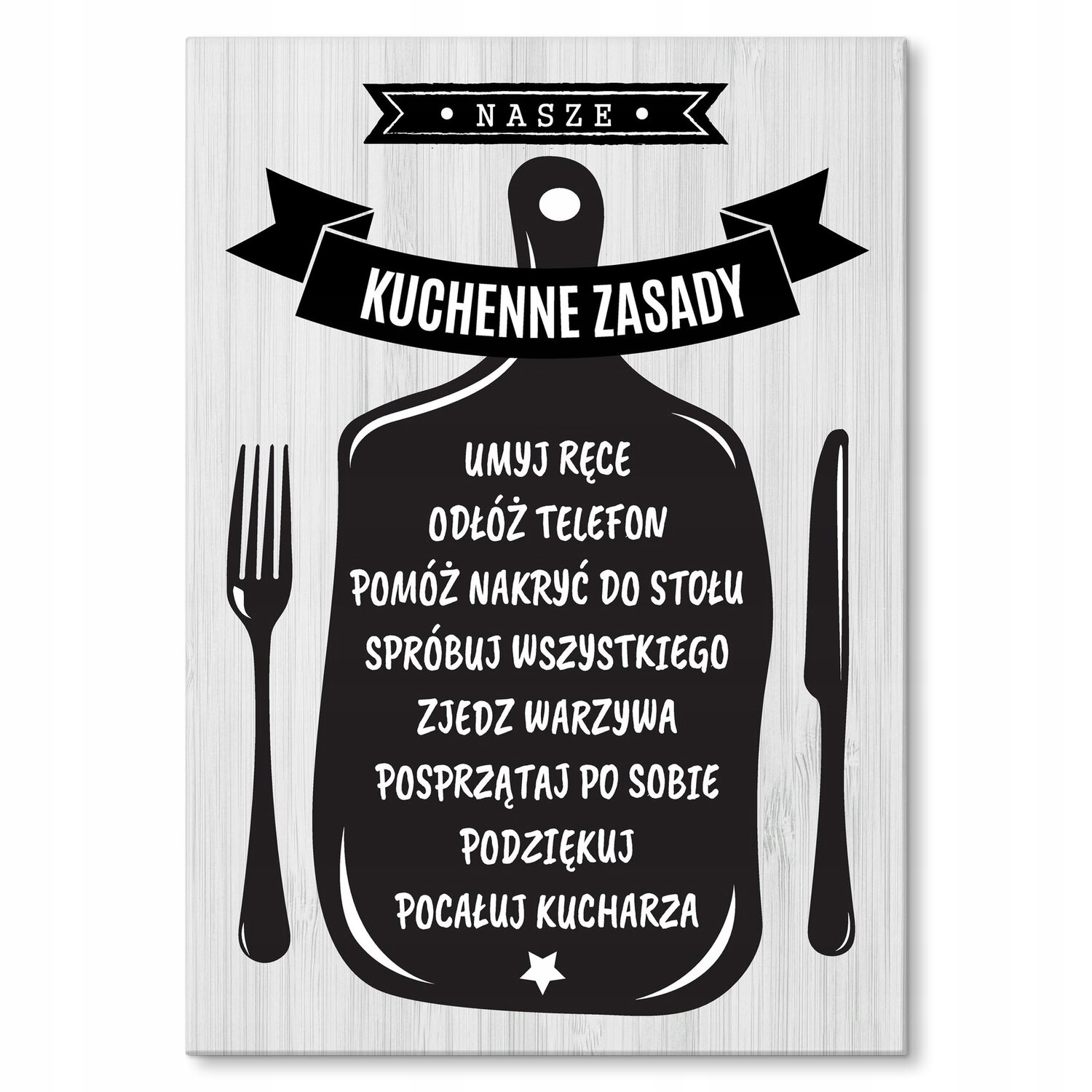 Kovový plakát Kuchyňská pravidla Dárek 30 x 42 cm