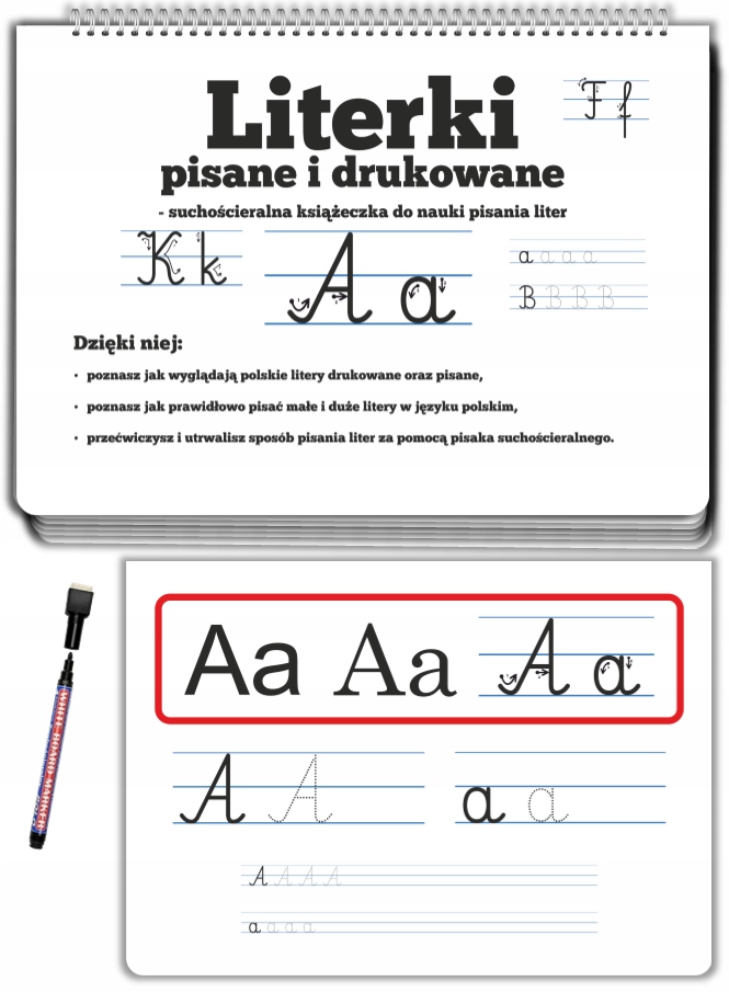 

Książka Literki Pisane Kaligrafia (+pisak)