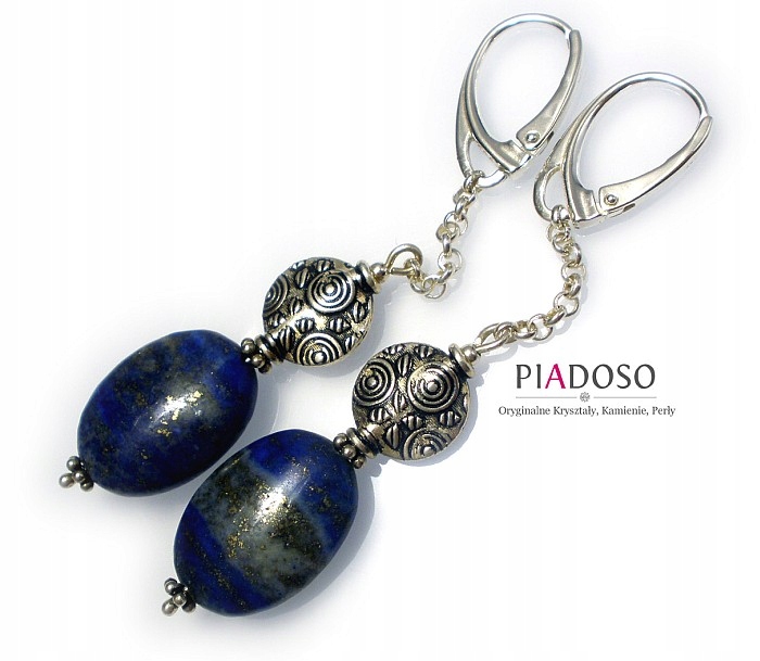 Krásné Náušnice Přírodní Lapis Lazuli stříbro