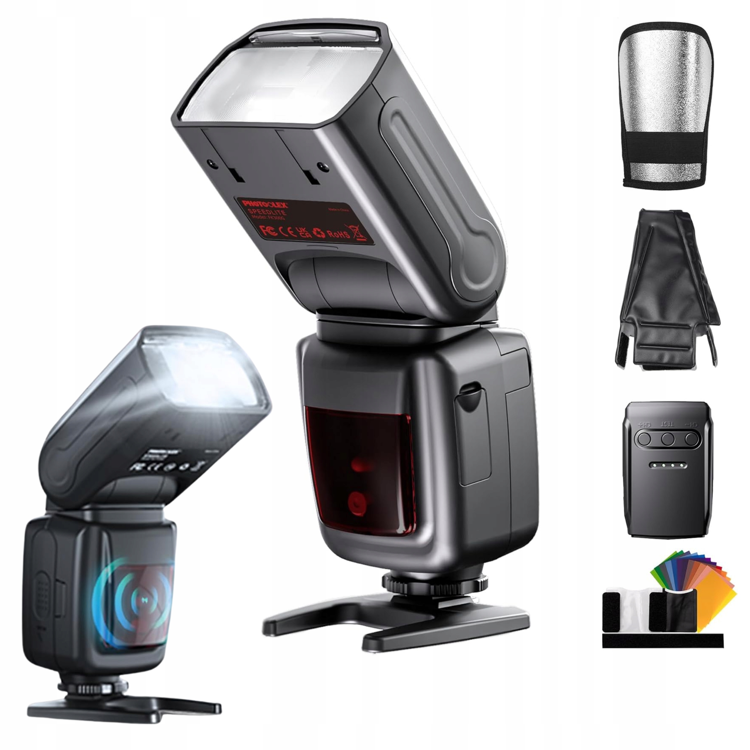 Blesková lampa pro fotoaparáty Canon Nikon Sony Fuji LCD s spouštěčem S1/S2