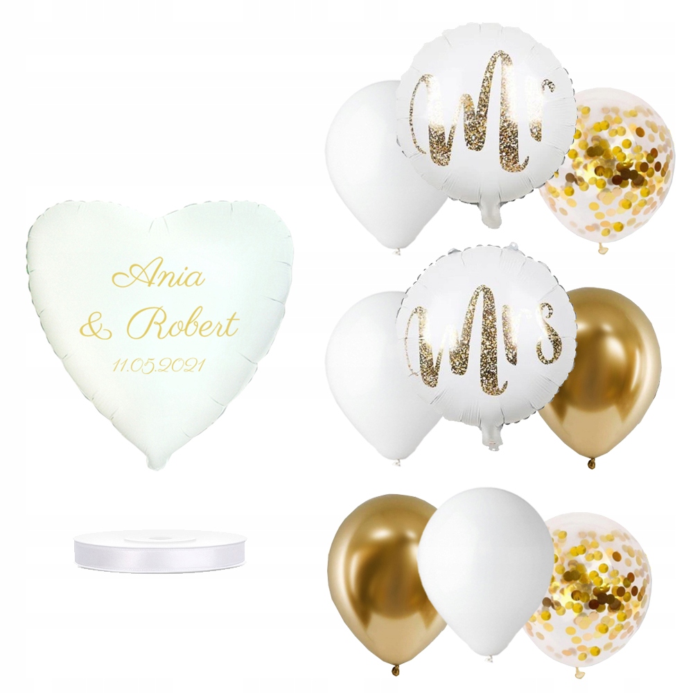 

Balony do dekoracji na ślub zestaw imiona pary