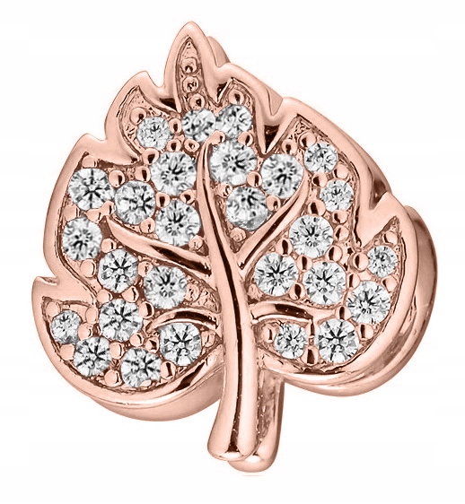 Charms Pozlacený Lístek Bílé Zirkony List s Zirkony Leaf Stříbro 925