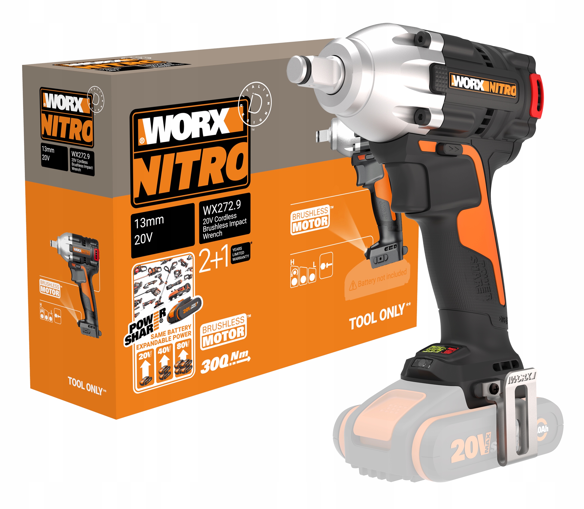 

Klucz udarowy Worx WX272.9 300Nm Bezszczotkowy 20V
