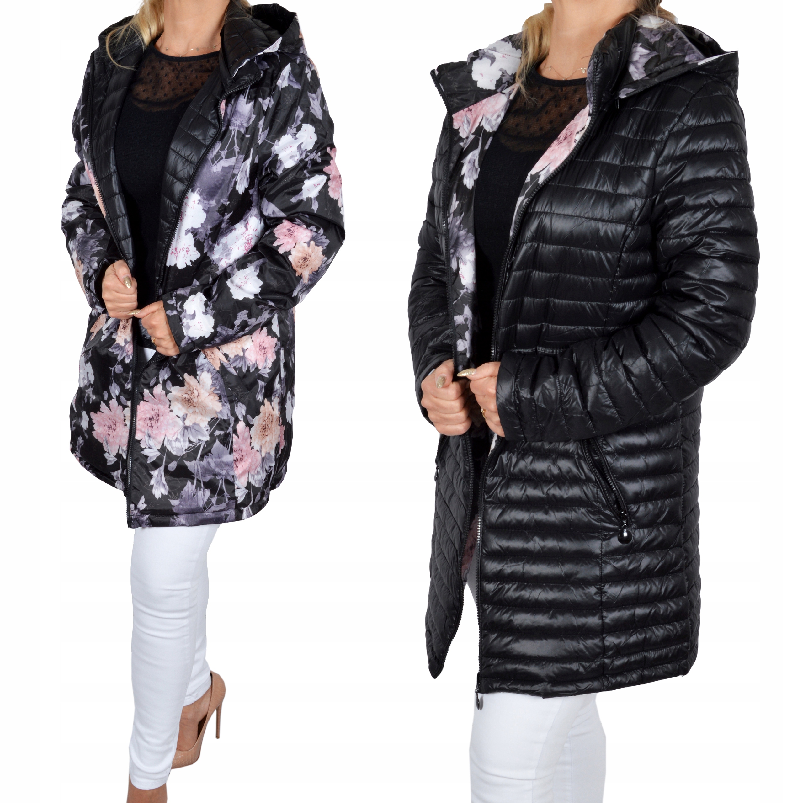 Płaszcz Pikowany kurtka damska dwustronna PlusSize