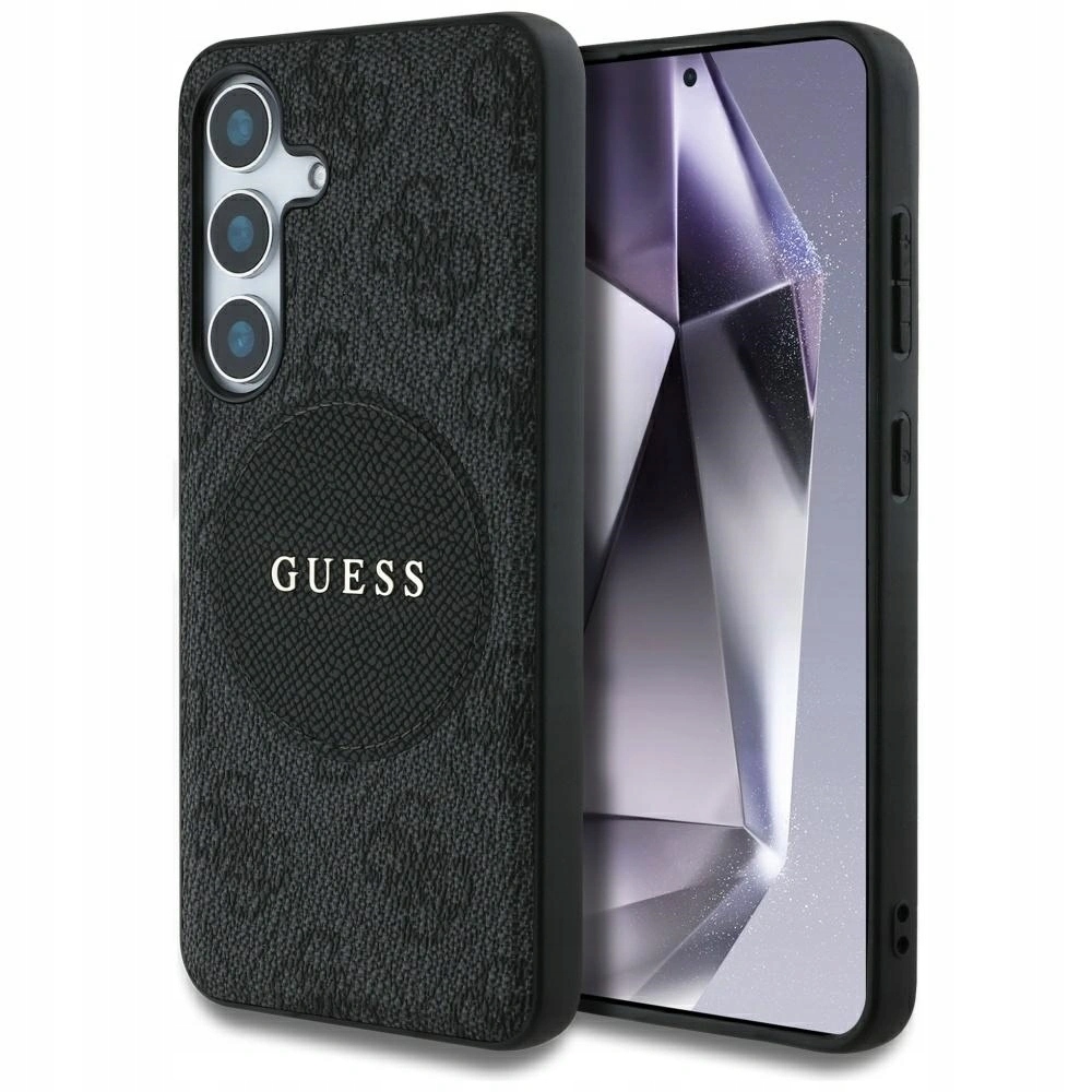 Pouzdro Guess 4G Round Patch Classic Logo MagSafe pro Galaxy S25+ Plus, černé