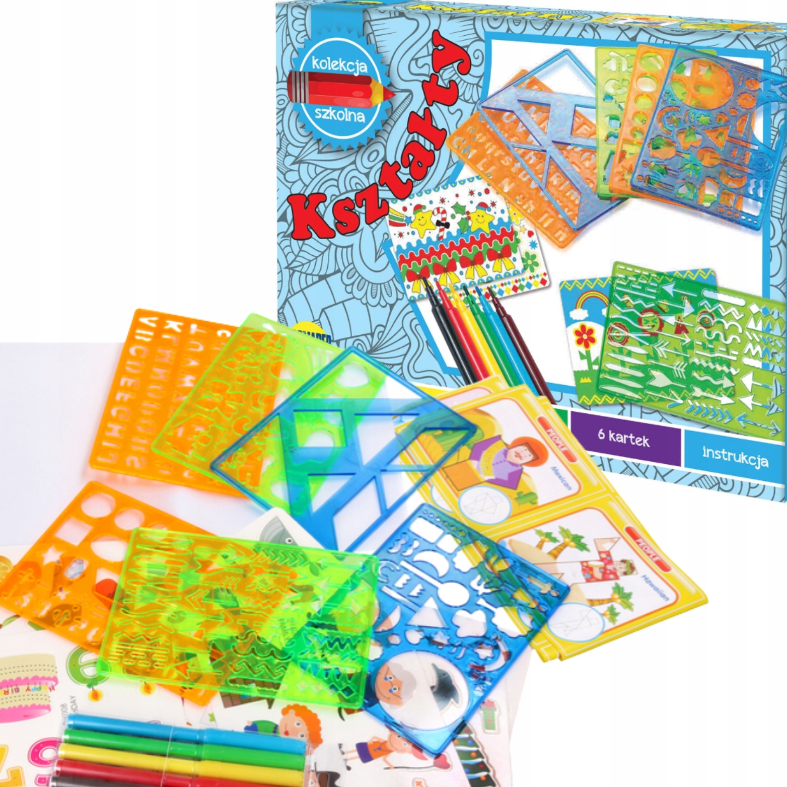 ZESTAW DO MALOWANIA NAUKA ARTYSTA SZABLONY WZORY Marka Dromader