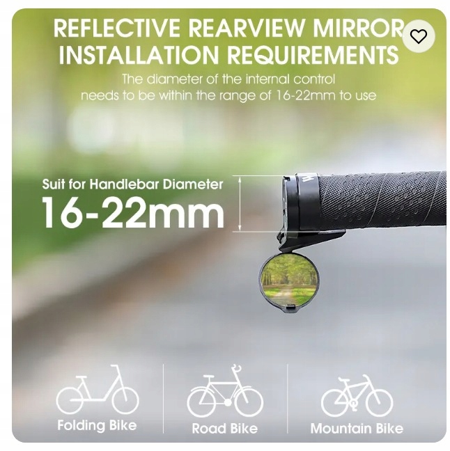 LUSTERKO ROWEROWE SKŁADANE DO KIEROWNIC SZOSOWYCH ROWERU SZOSOWEGO CZARNE Kod producenta rt-rmf04