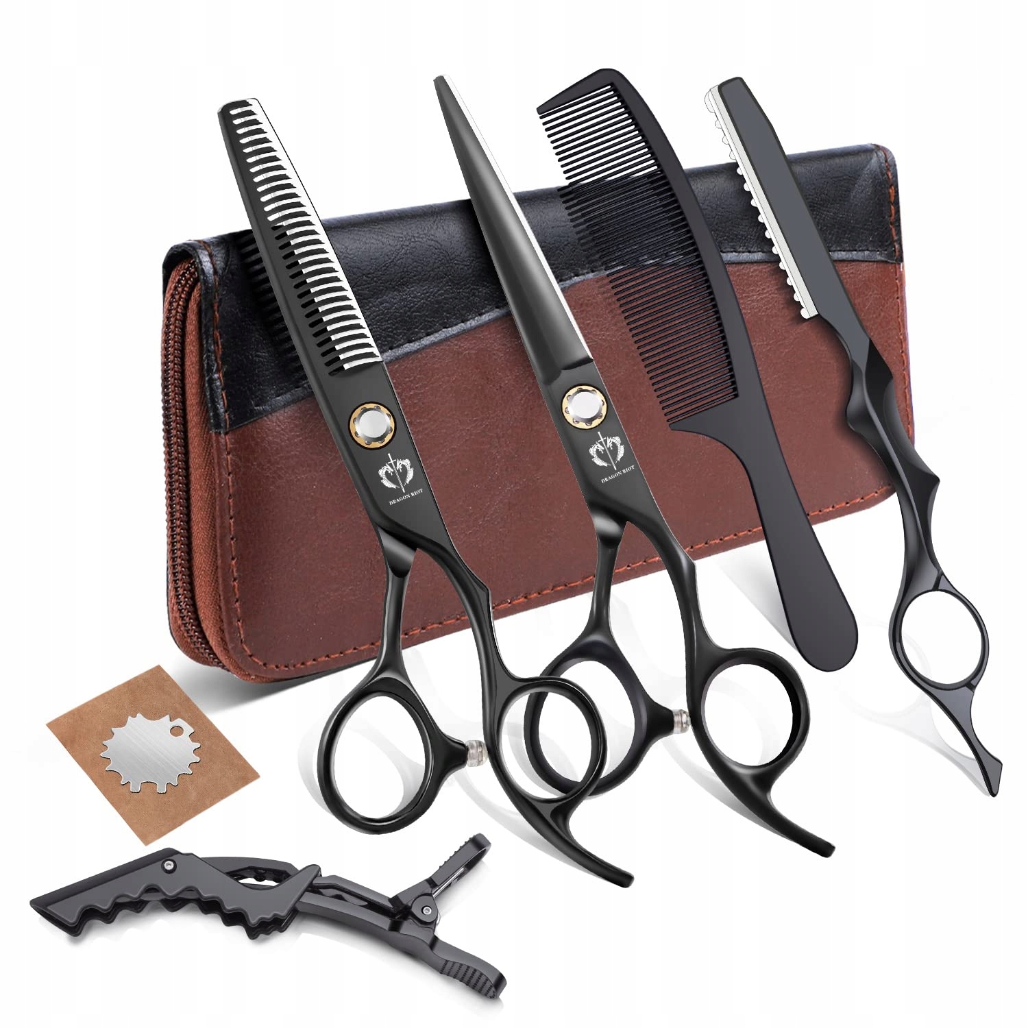 Sada kadeřnických nůžek Dragon Riot 15,2 cm Černá Profesionální Ocel