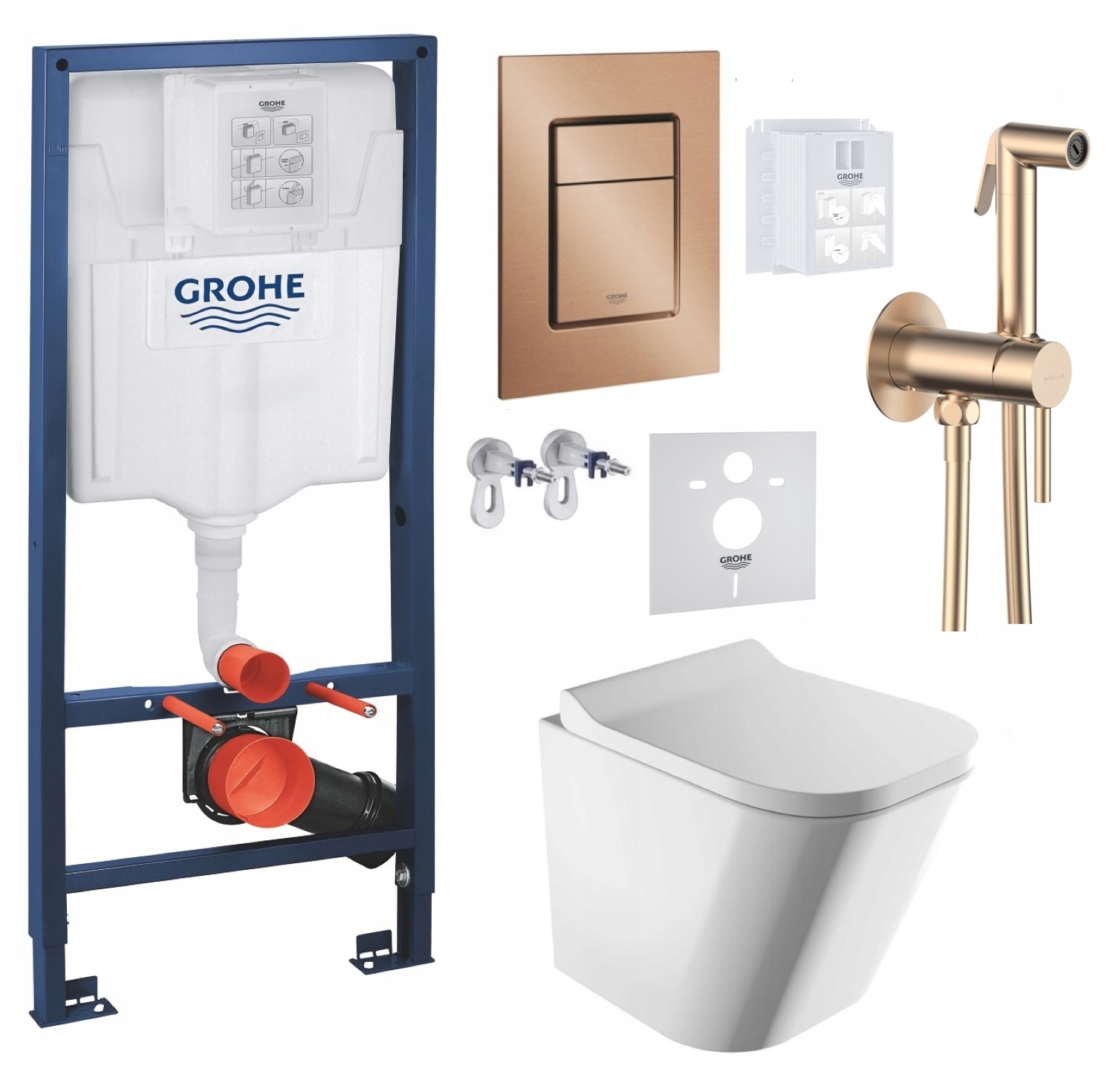 Wc rošt Grohe Rapid Sl s Wc misou Omnires a tlačidlom medená batéria