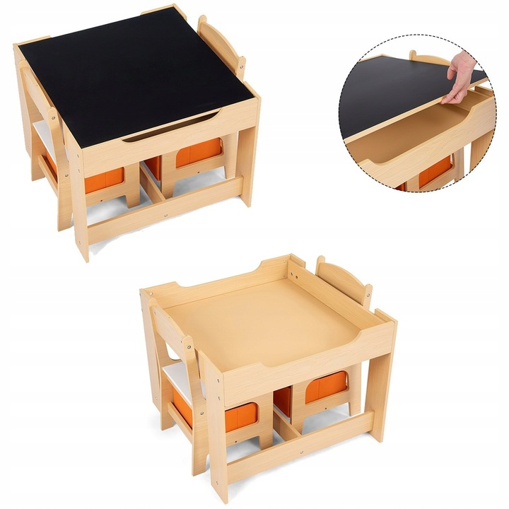 STOLIK 2 KRZESŁA DLA DZIECI SCHOWEK ZESTWA Kolekcja MEBLE