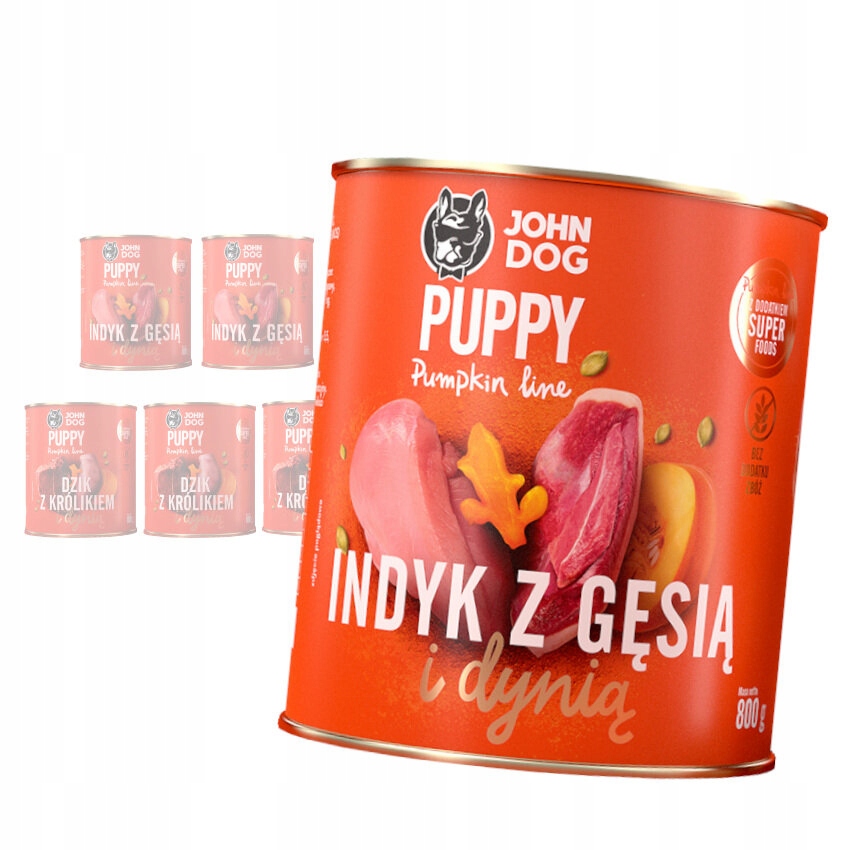 Levně John Dog Puppy Krůta Husa A Divočák Králík MIX 6x800g
