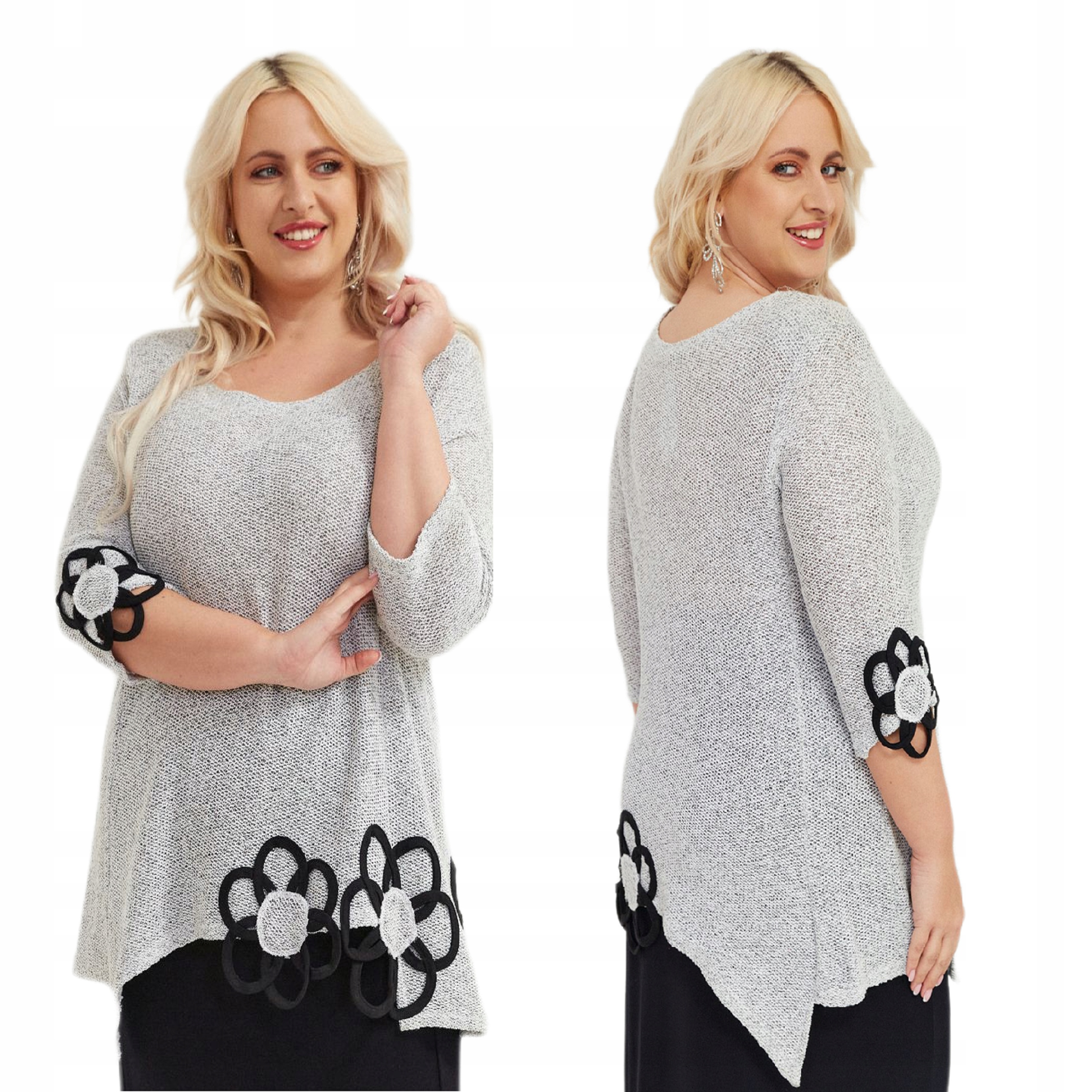 Dámská Elegantní tunika zdobená květinami Plus S