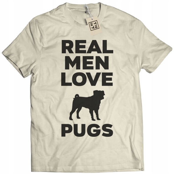 

Koszulka Mops Real Men Love Pugs beżowa 2XL