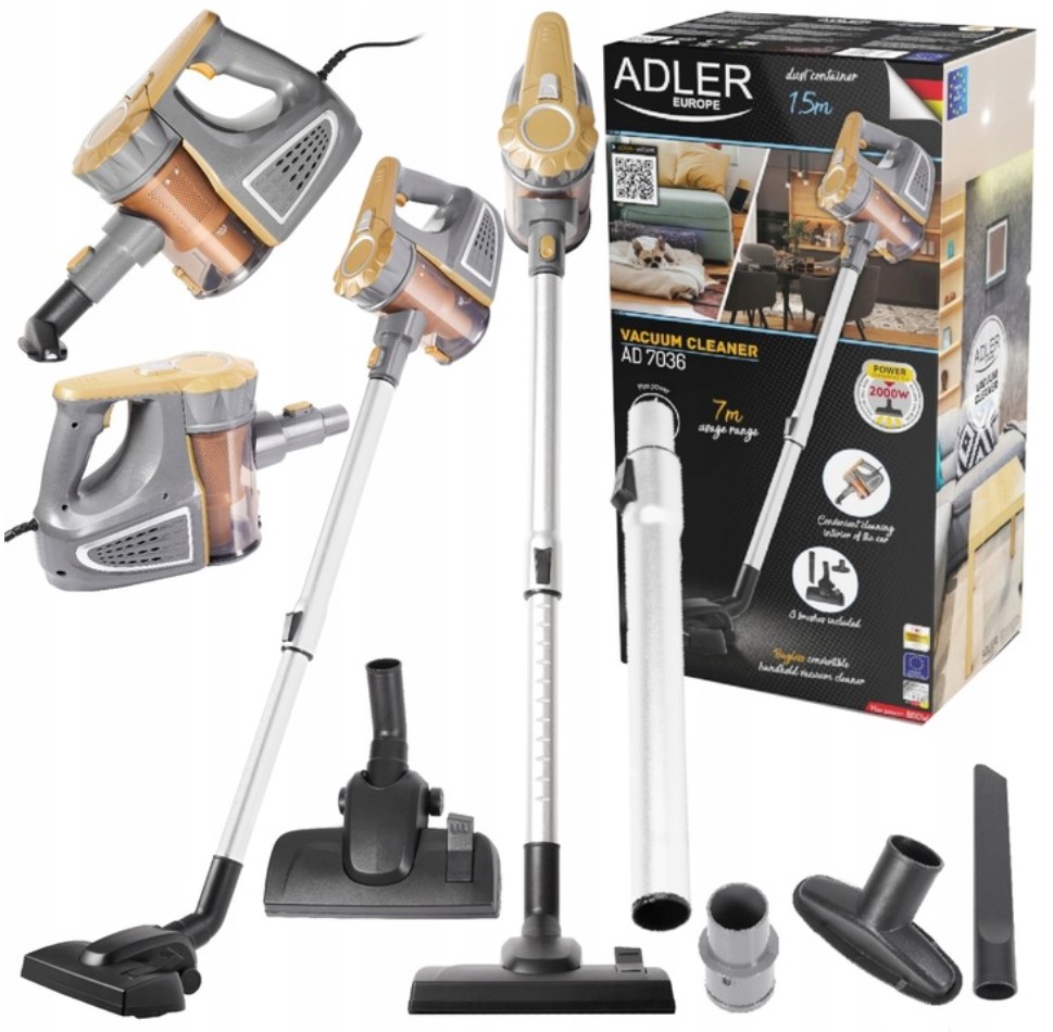 Odkurzacz Pionowy Ręczny Bezworkowy Lekki Wydajny Cyklonowy Adler