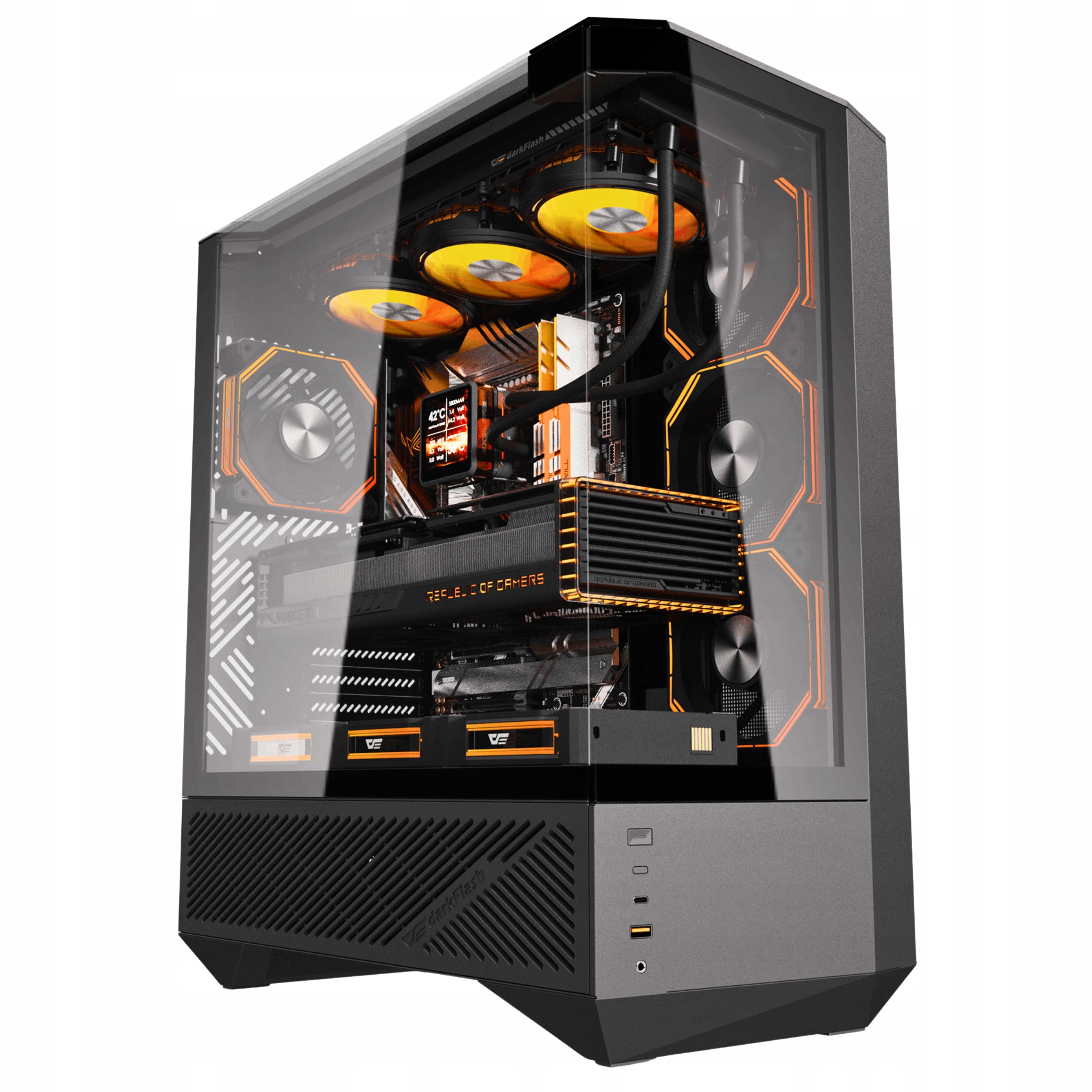 Obudowa komputerowa darkFlash DY460 czarna Atx 4x Wentylator Argb Usb-c
