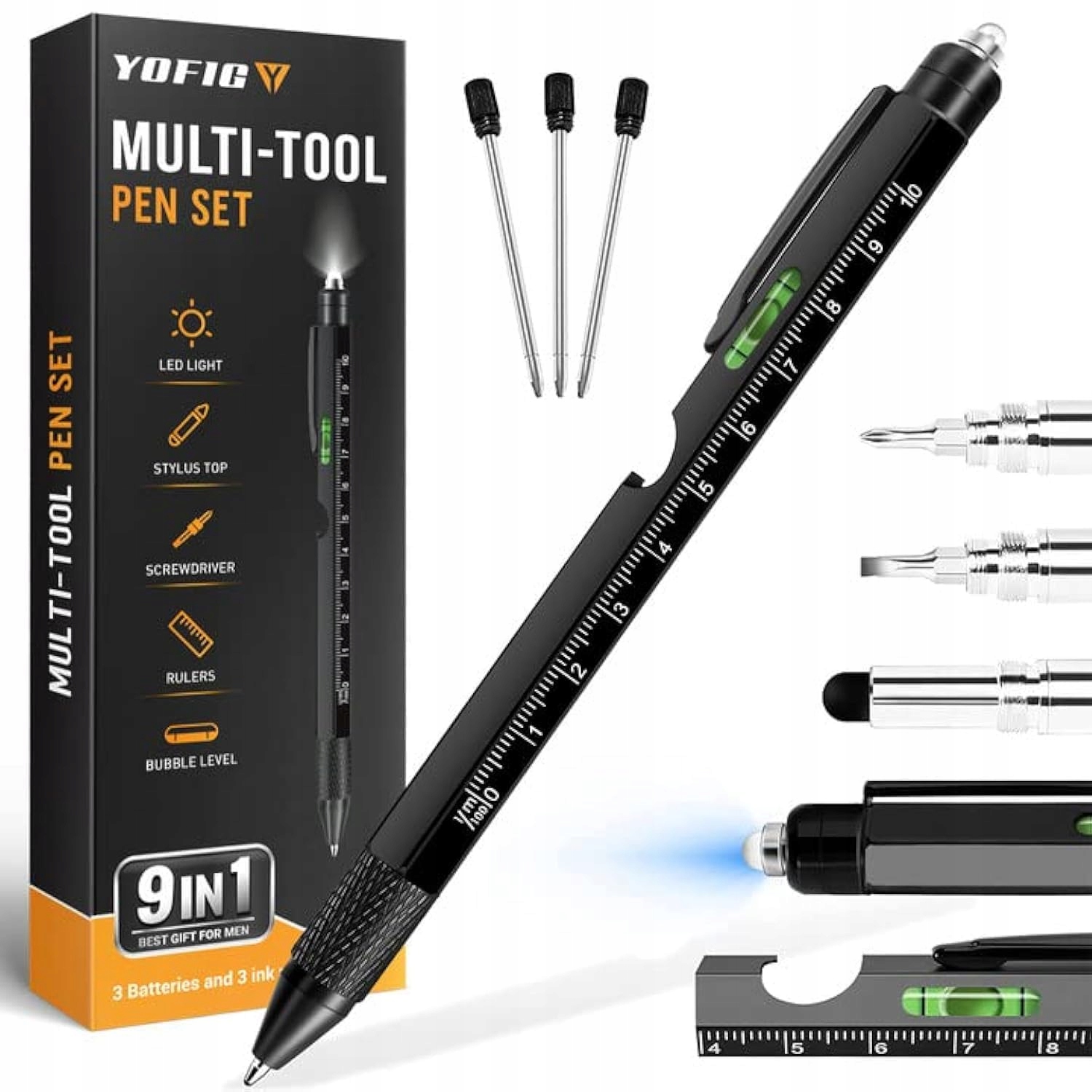 Multitool Yofig 9 w 1 Wielofunkcyjny długopis czarny dla mężczyzn