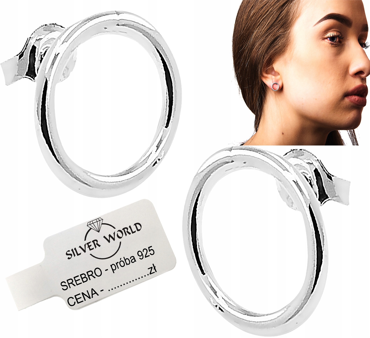 

Modne Subtelne Kolczyki Srebrne 925 Koła , Kółka