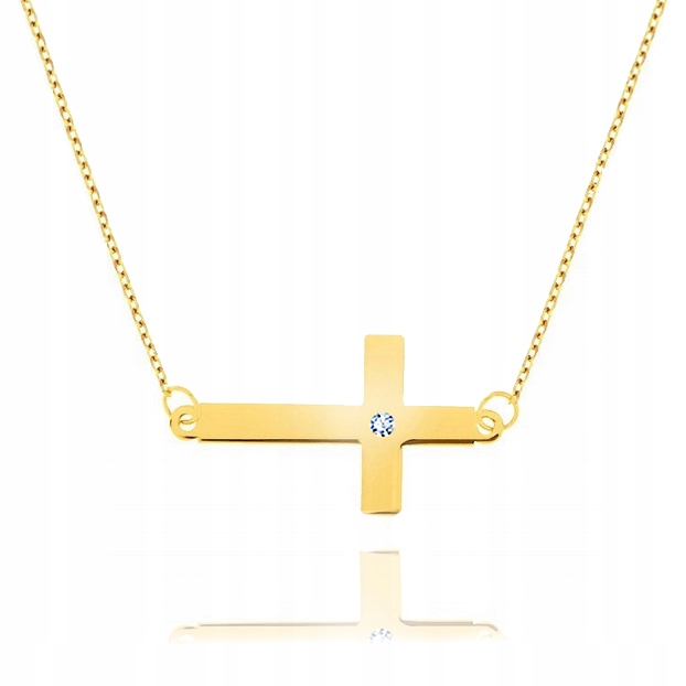Zlatý náhrdelník Choker s křížkem a briliantem, průměr 585 40 cm