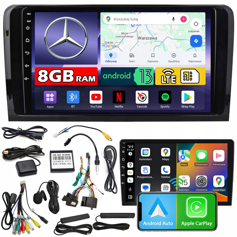 Autorádio Ncs ZQ9 Mercedes-benz ML W164 2005-2011 Android 8GB Lte